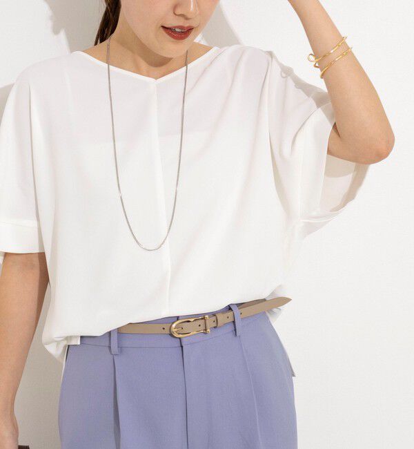 NOLLEY'S「【WEB＆一部店舗限定カラー】《セットアップ対応》ジョーゼットＶネックプルオーバー」|シャツ・ブラウス|ホワイト