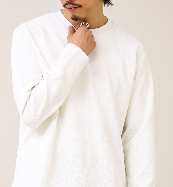 GLOSTER「【素材で魅せる】フクレリンクスジャガードロンT」|Tシャツ・カットソー|