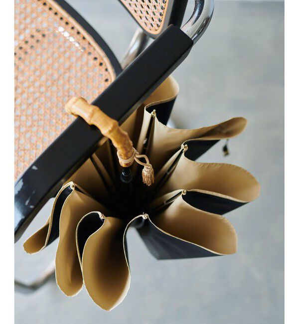 ROPE「バンブーハンドルバイカラーパラソル（長傘）【晴雨兼用/UVカット】【完全遮光生地】」|傘|