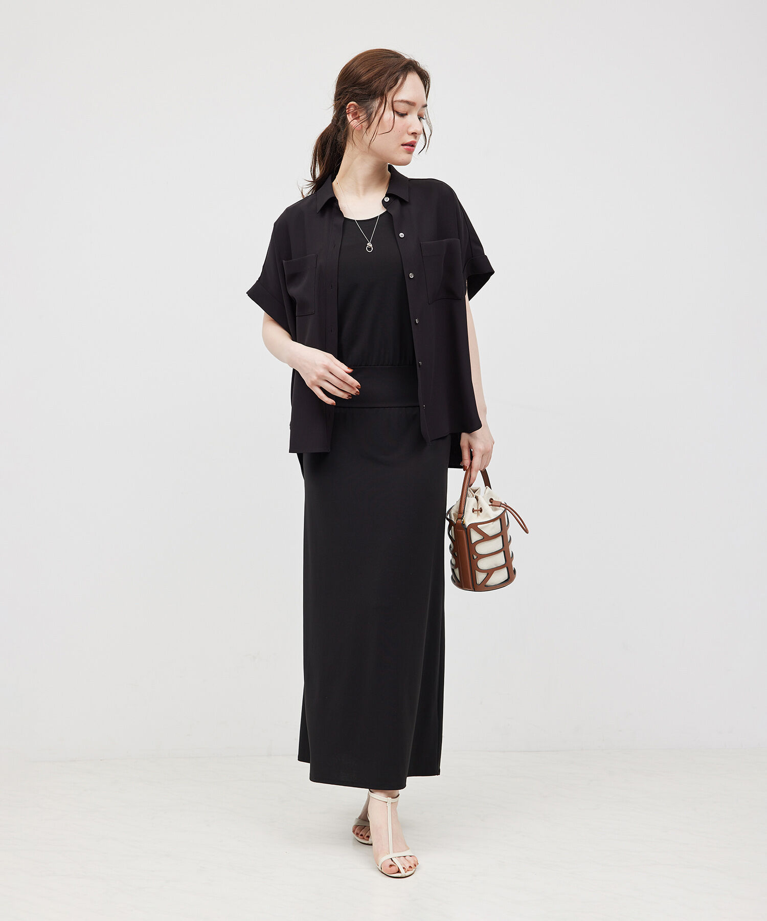 ROPE「【新色追加】トリアセバックサテンフラップシャツ/セットアップ対応【メディア掲載】」|シャツ・ブラウス|