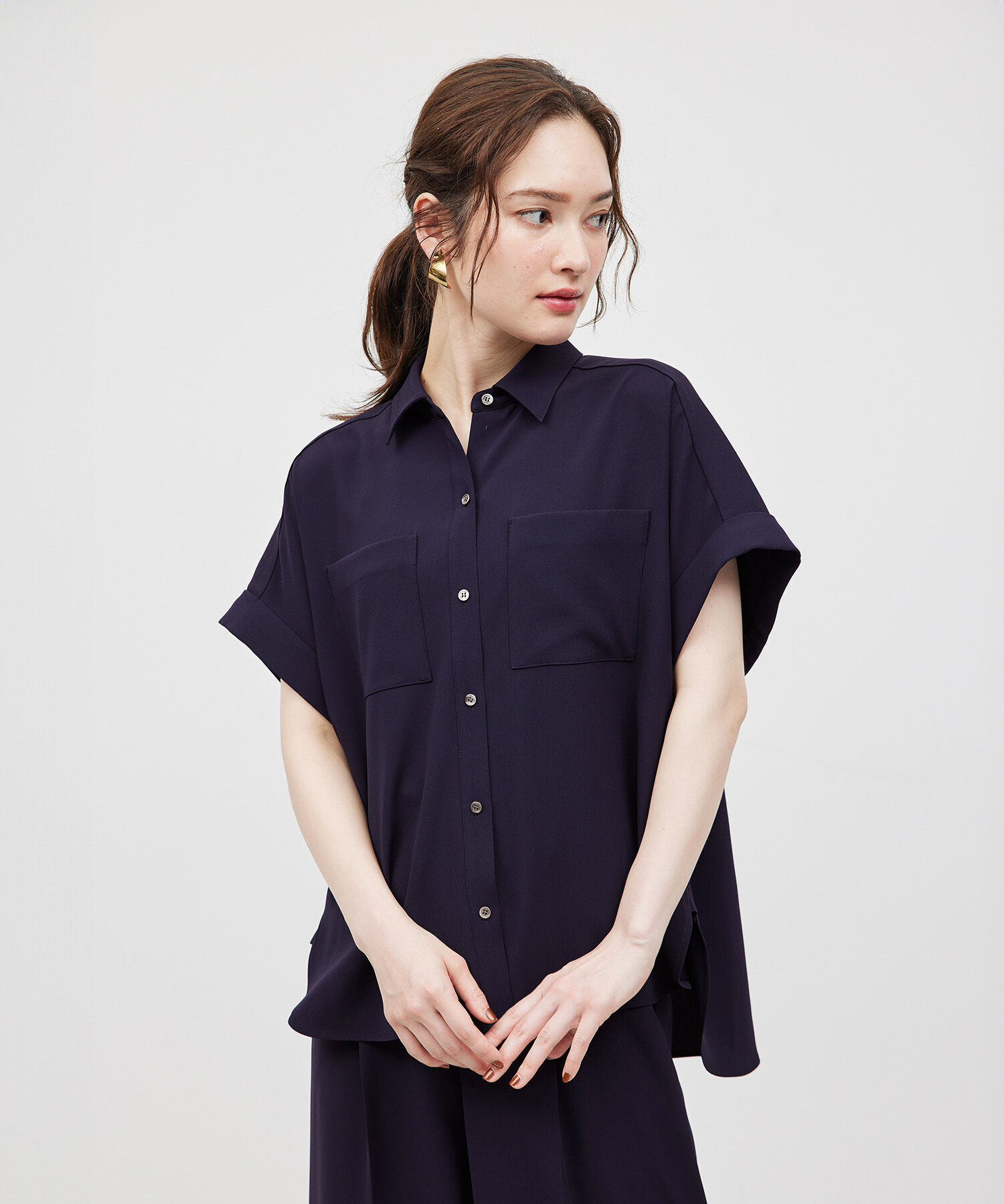 ROPE「【新色追加】トリアセバックサテンフラップシャツ/セットアップ対応【メディア掲載】」|シャツ・ブラウス|