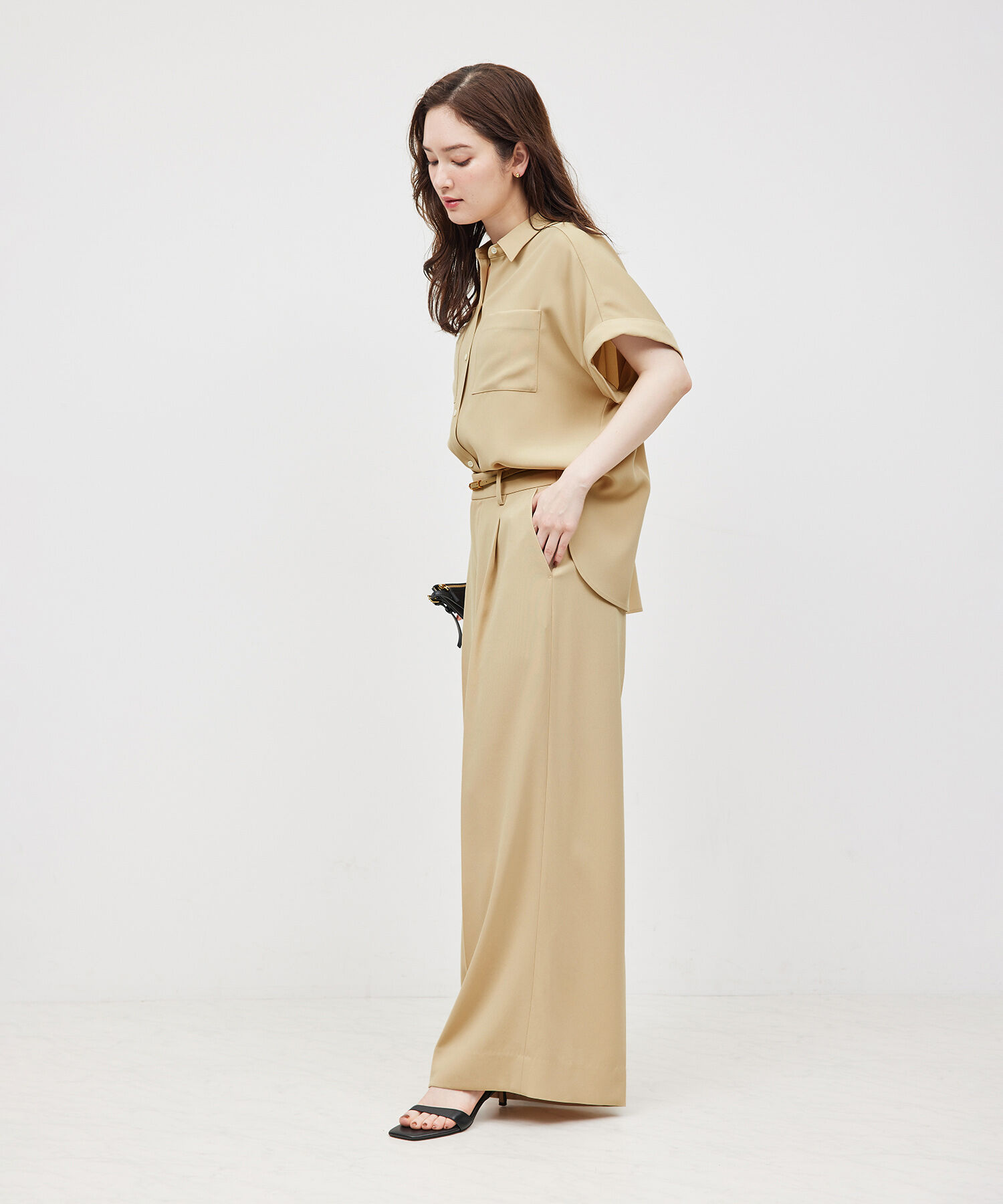 ROPE「トリアセバックサテンワイドパンツ/セットアップ対応【メディア掲載】」|その他|