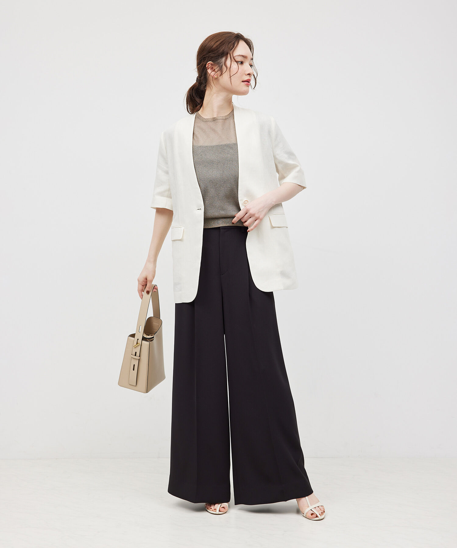 ROPE「トリアセバックサテンワイドパンツ/セットアップ対応【メディア掲載】」|その他|