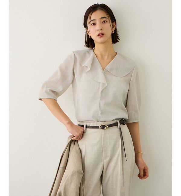 ROPE「リネンライクフリルカラーブラウス/セットアップ対応・イージーケア」|シャツ・ブラウス|