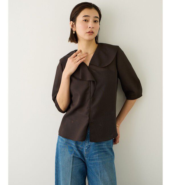 ROPE「リネンライクフリルカラーブラウス/セットアップ対応・イージーケア」|シャツ・ブラウス|
