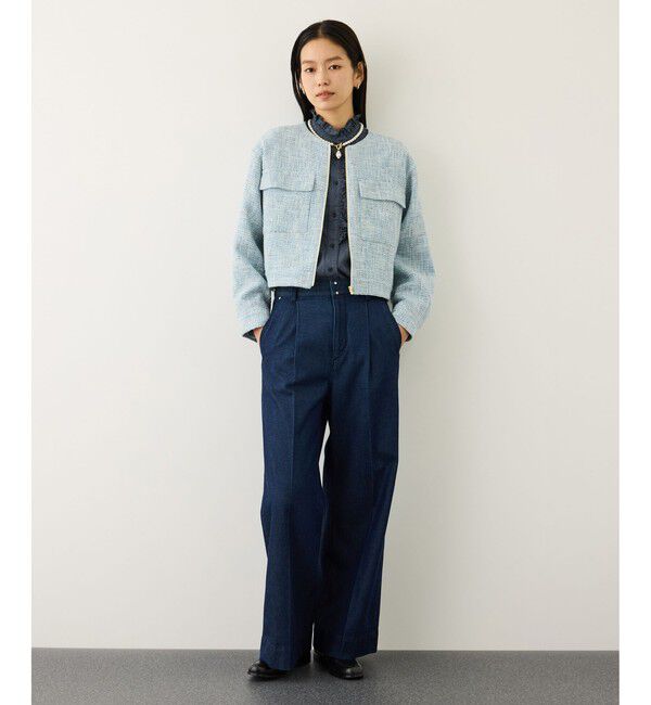 ROPE「テンセルデニムスタンドフリルシャツ/イージーケア・セットアップ対応」|シャツ・ブラウス|