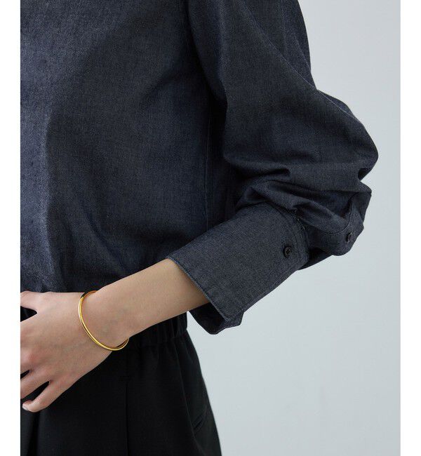 ROPE「テンセルデニムスタンドフリルシャツ/イージーケア・セットアップ対応」|シャツ・ブラウス|