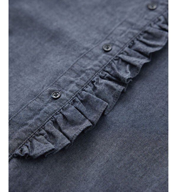 ROPE「テンセルデニムスタンドフリルシャツ/イージーケア・セットアップ対応」|シャツ・ブラウス|