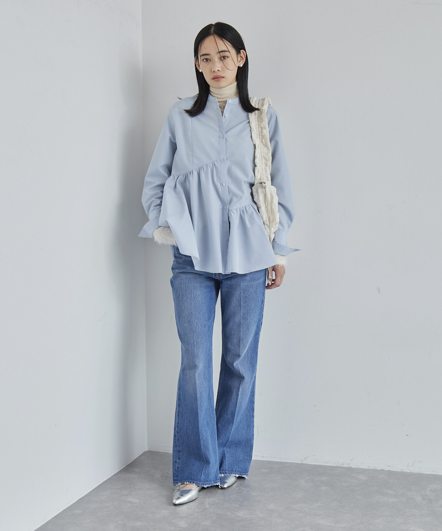 VIS「【洗える】アシンメトリーフレアーシャツ」|シャツ・ブラウス|