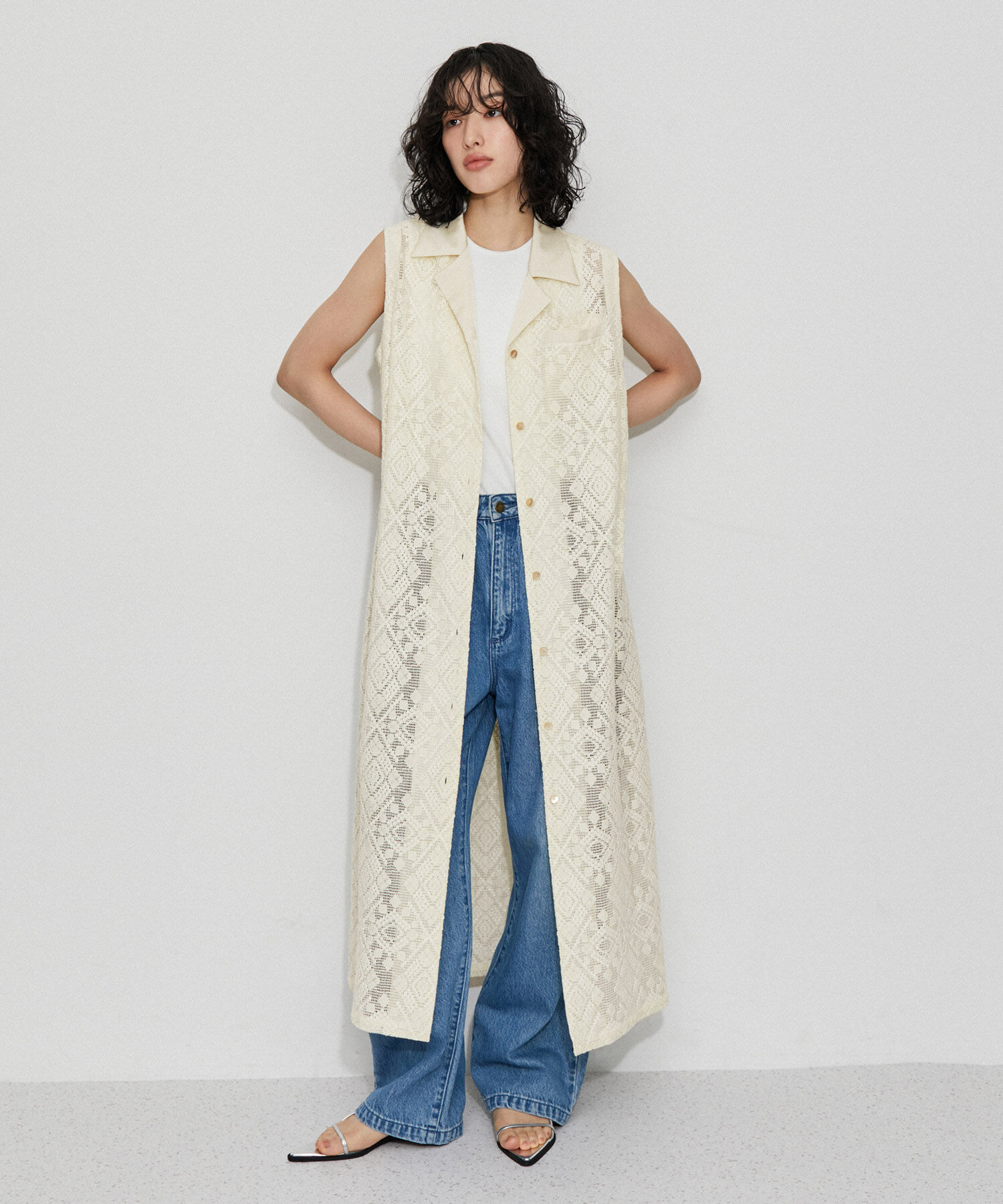 ADAM ET ROPE'「オープンカラーレースワンピース」|その他|