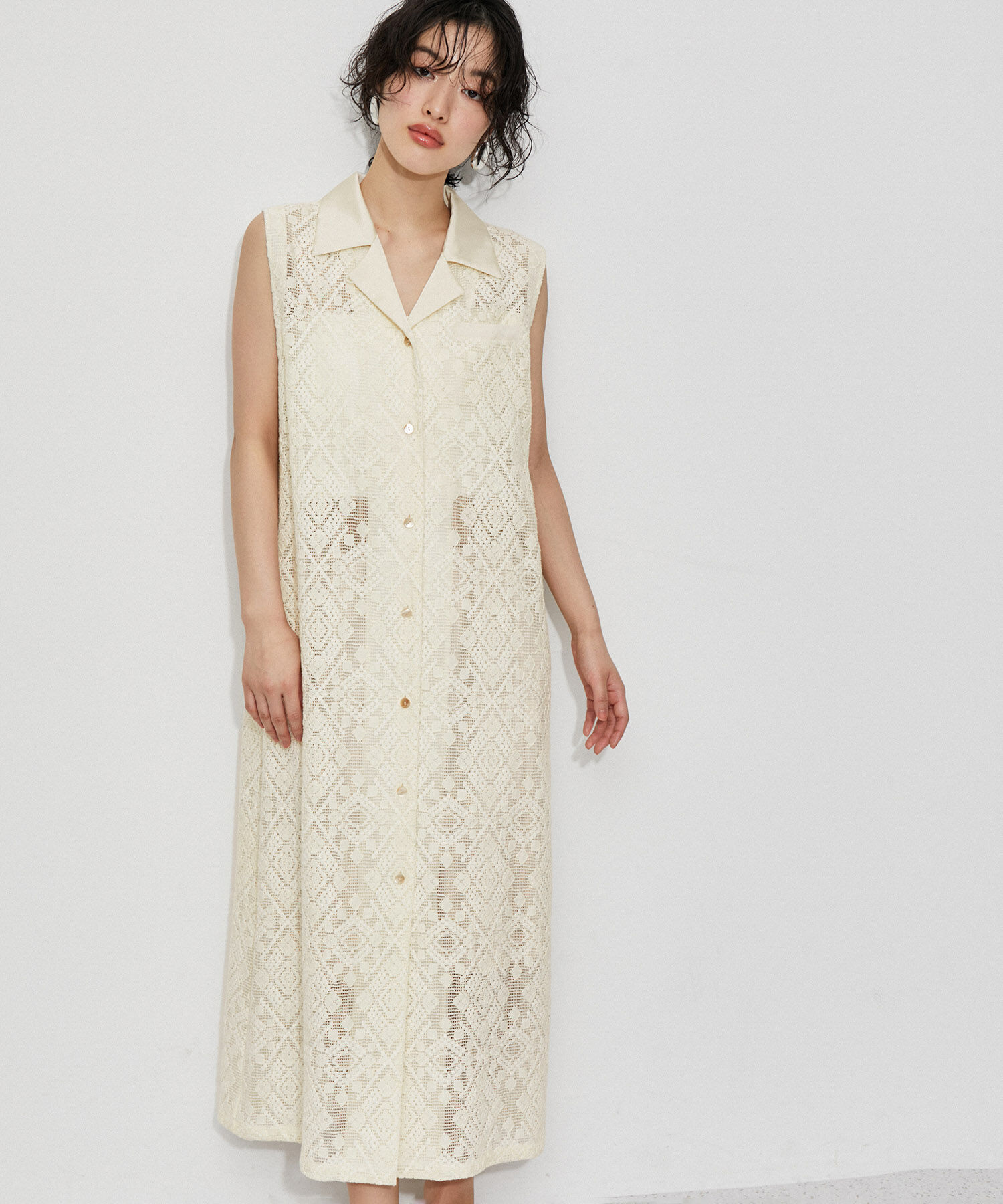 ADAM ET ROPE'「オープンカラーレースワンピース」|その他|キナリ(16)