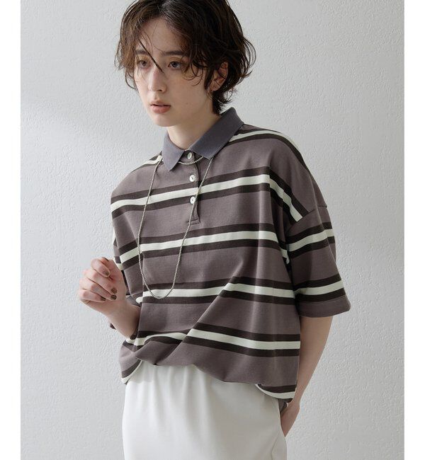 THE PAUSE「【THE PAUSE】ボーダーBIGポロシャツ」|Tシャツ・カットソー|