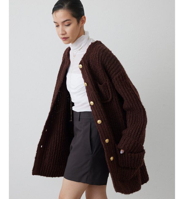 THE PAUSE「【THE PAUSE】ニットボタンジャケット」|その他|バーガンディー