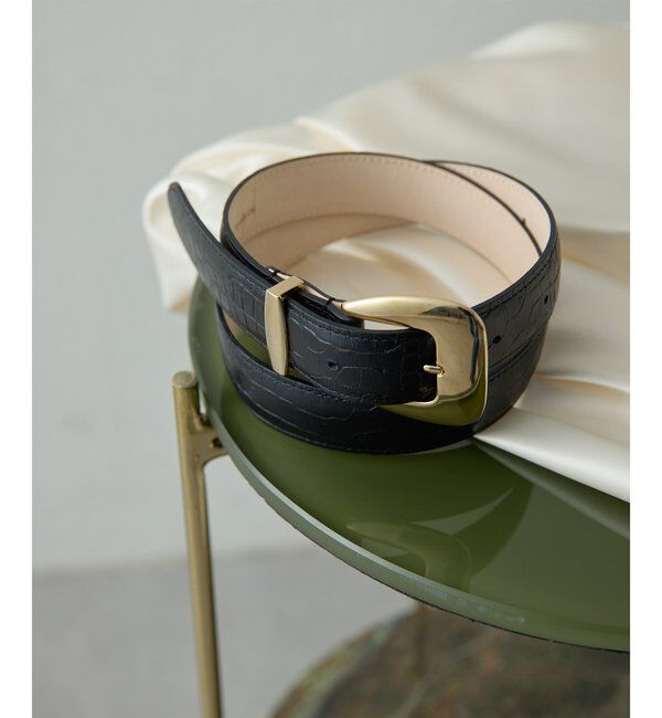 Drawing Numbers「【Drawing Numbers】スクエアバックルベルトクロコエンボス」|ベルト|ブラック