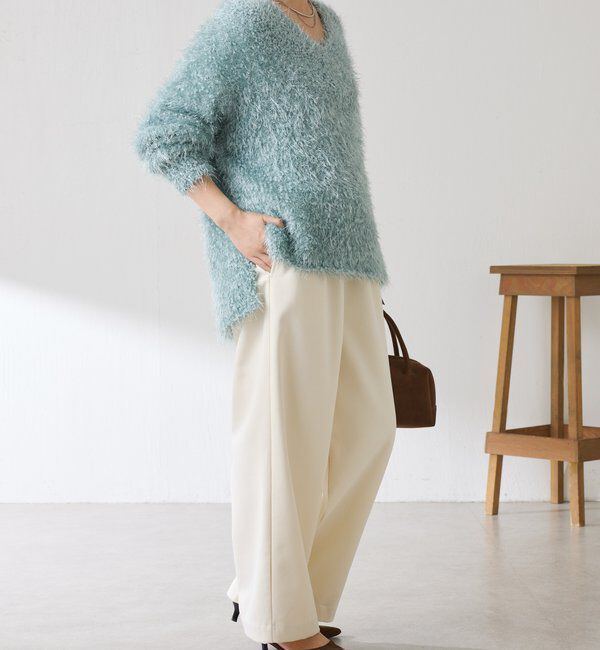  「ビーンズヤーンVネックニット」|ニット・セーター|