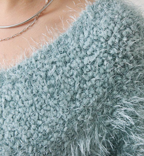  「ビーンズヤーンVネックニット」|ニット・セーター|