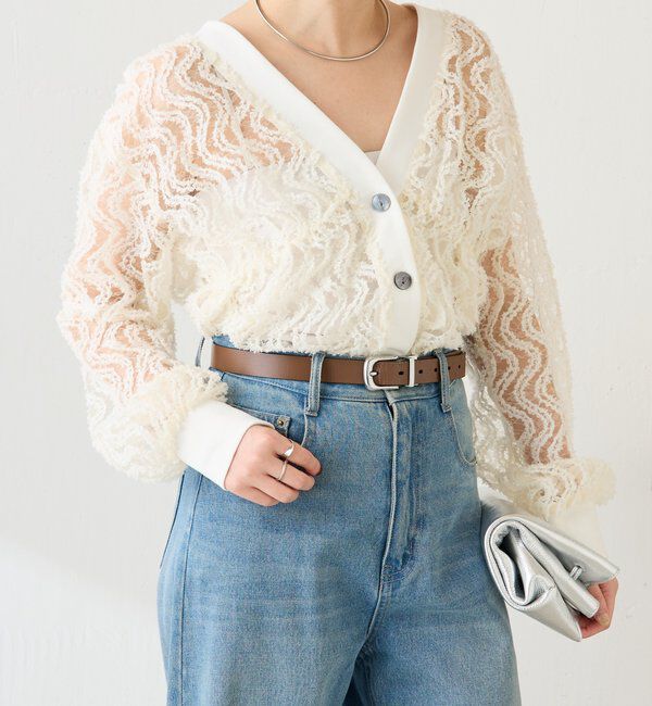  「《1枚で着映える》ギャザー切替シャツカーディガン」|シャツ・ブラウス|