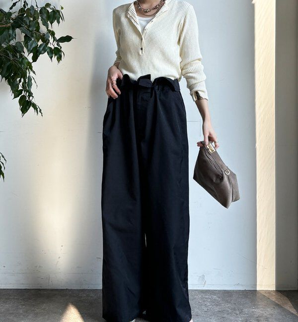  「ウエスト折り返しギャザーパンツ」|チノ|