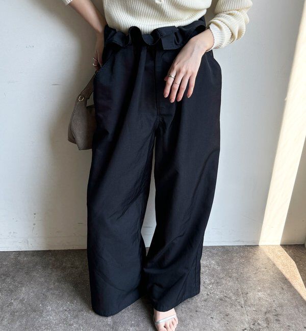  「ウエスト折り返しギャザーパンツ」|チノ|