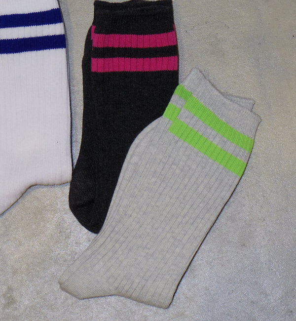  「【WHIMSIC】ラインソックス」|ソックス|グレー