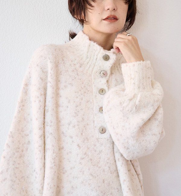  「【キャッチーな編地】ラメノット2wayタートル」|ニット・セーター|