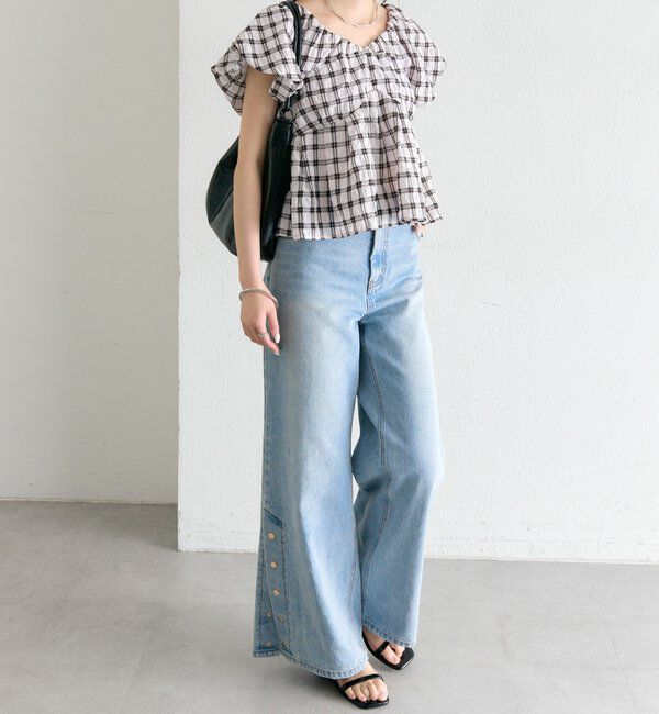  「チェックパフブラウス」|シャツ・ブラウス|