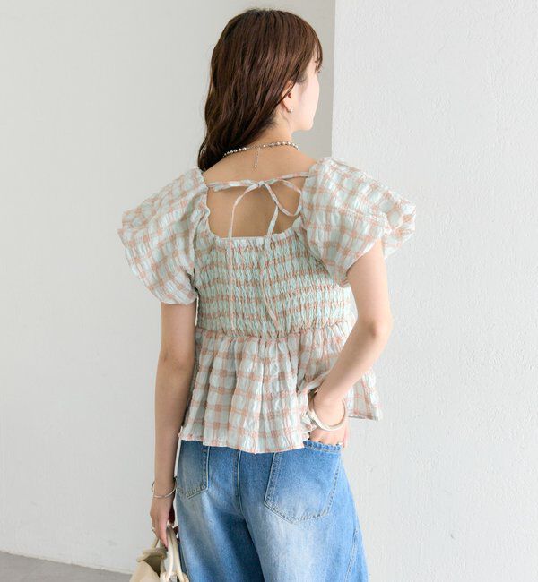  「チェックパフブラウス」|シャツ・ブラウス|