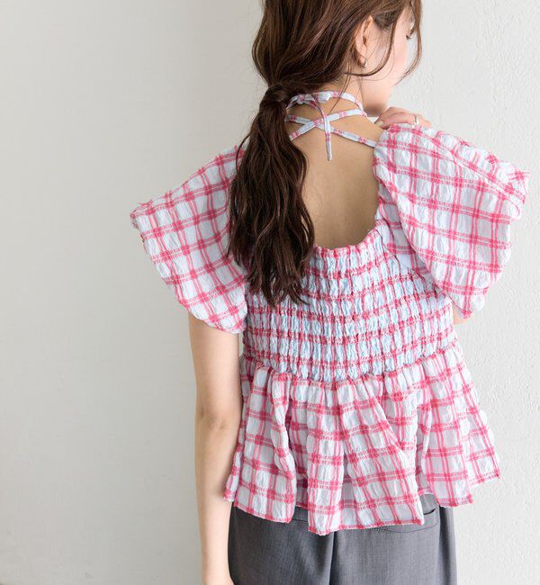  「チェックパフブラウス」|シャツ・ブラウス|