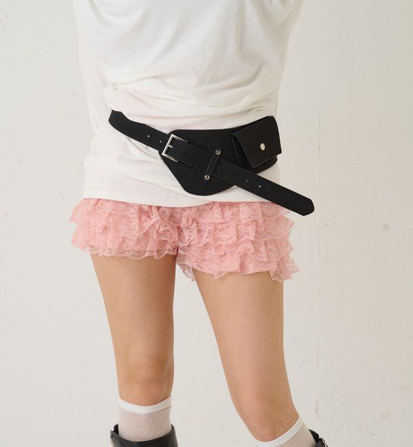  「レースショートパンツ(無地/ドット/チェック/レオパード)」|チノ|