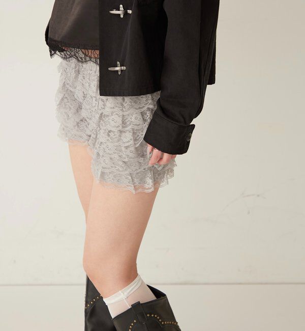  「レースショートパンツ(無地/ドット/チェック/レオパード)」|チノ|