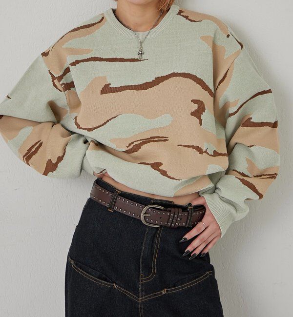  「KOOKYN MOHAIR BLEND CAMO CREWNECKSWEATER」|ニット・セーター|ベージュ