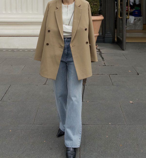  「【再販・サイズ展開あり・WEB限定カラー/グレージュ】Wテーラージャケット」|テーラードジャケット|