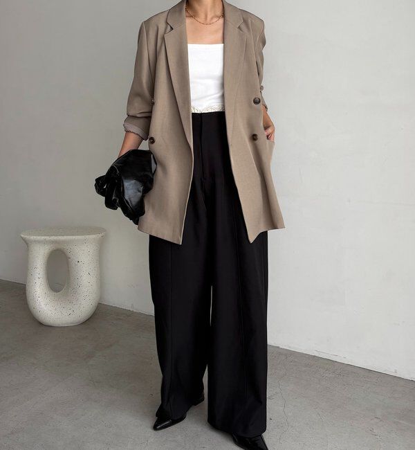  「【再販・サイズ展開あり・WEB限定カラー/グレージュ】Wテーラージャケット」|テーラードジャケット|