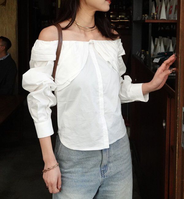  「オフショルパフブラウス」|シャツ・ブラウス|ホワイト