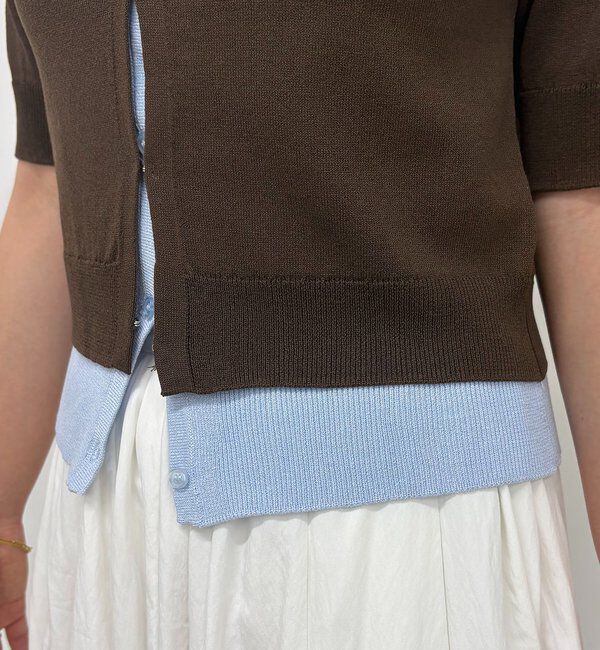  「半袖レイヤードポロニットカーディガン」|カーディガン|