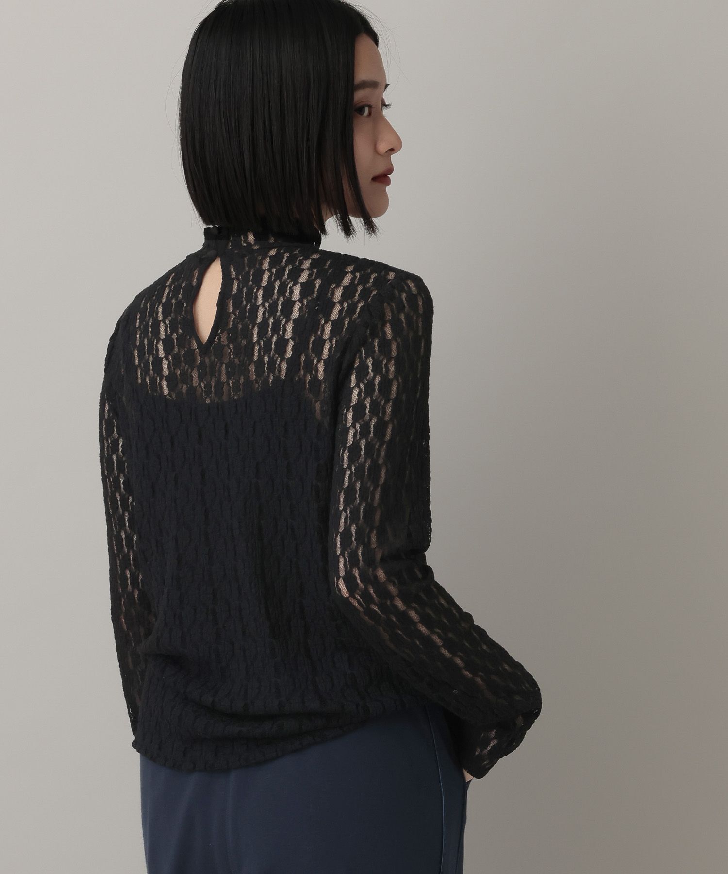 A part by 「ハイネックレースカットプルオーバー_長袖」|Tシャツ・カットソー|