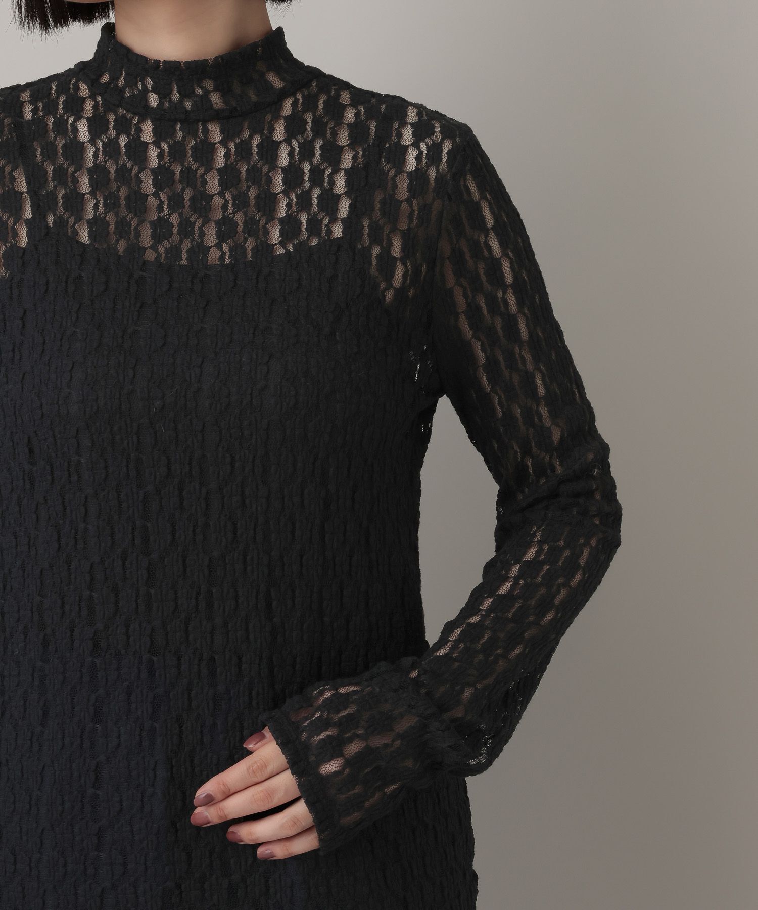 A part by 「ハイネックレースカットプルオーバー_長袖」|Tシャツ・カットソー|
