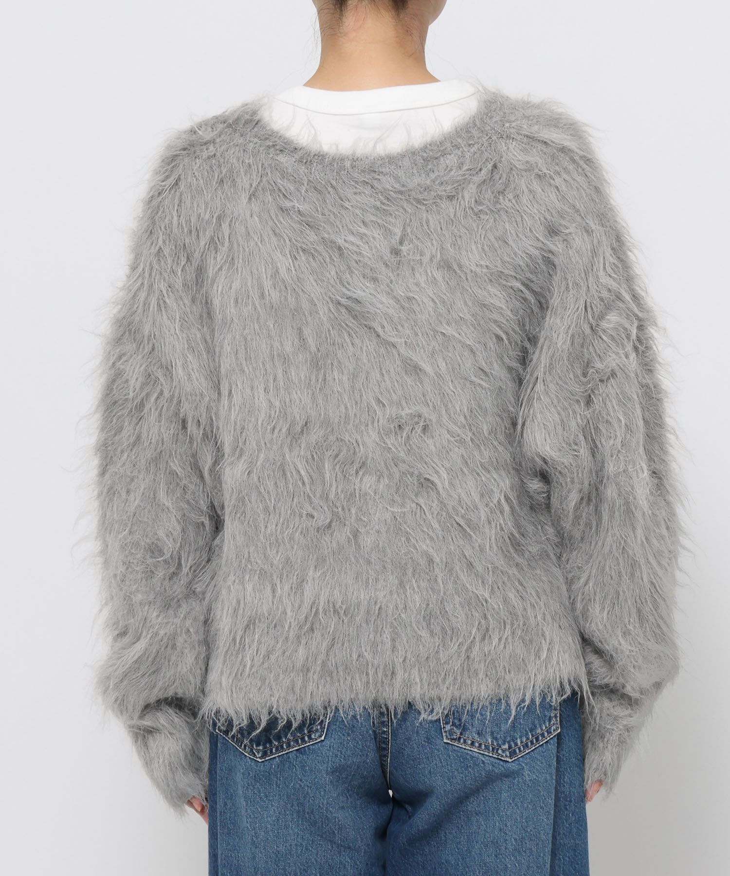 LOWRYS FARM「シャギーショートＶカーディガン」|ニット・セーター|