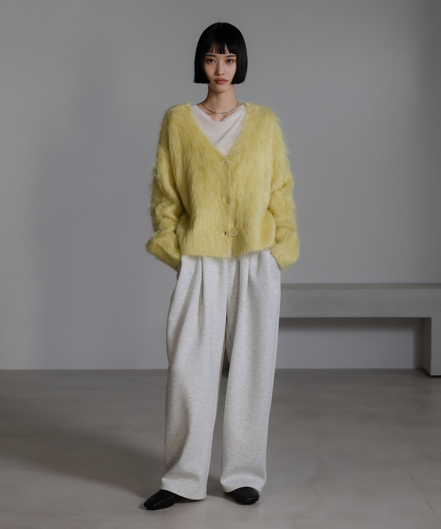 LOWRYS FARM「シャギーショートＶカーディガン」|ニット・セーター|