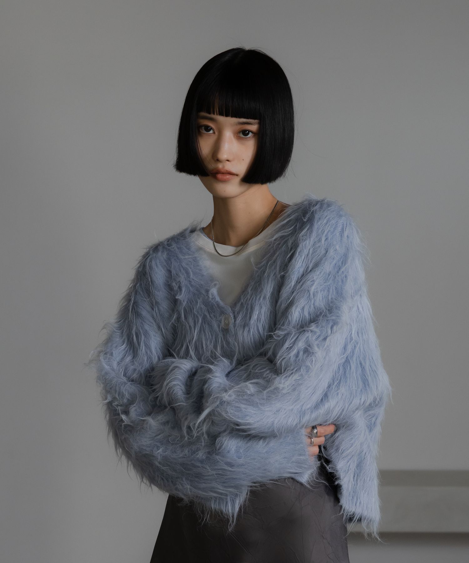 LOWRYS FARM「シャギーショートＶカーディガン」|ニット・セーター|