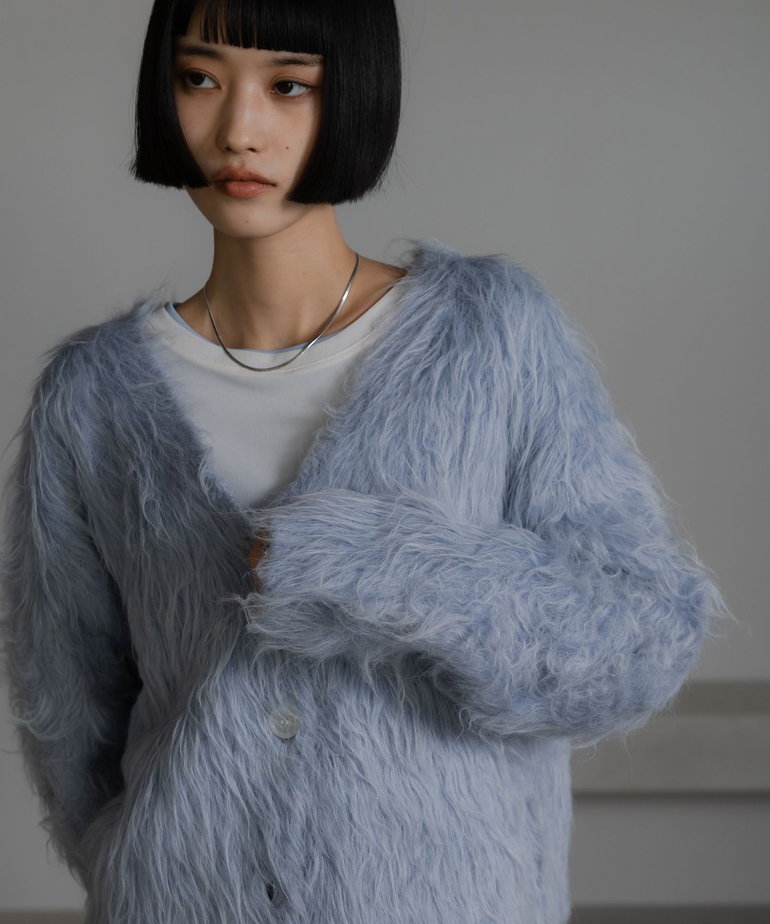 LOWRYS FARM「シャギーショートＶカーディガン」|ニット・セーター|