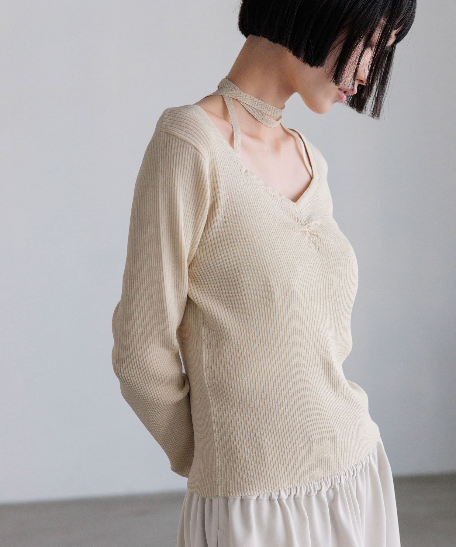 LOWRYS FARM「ギャザースパンコールニット」|ニット・セーター|