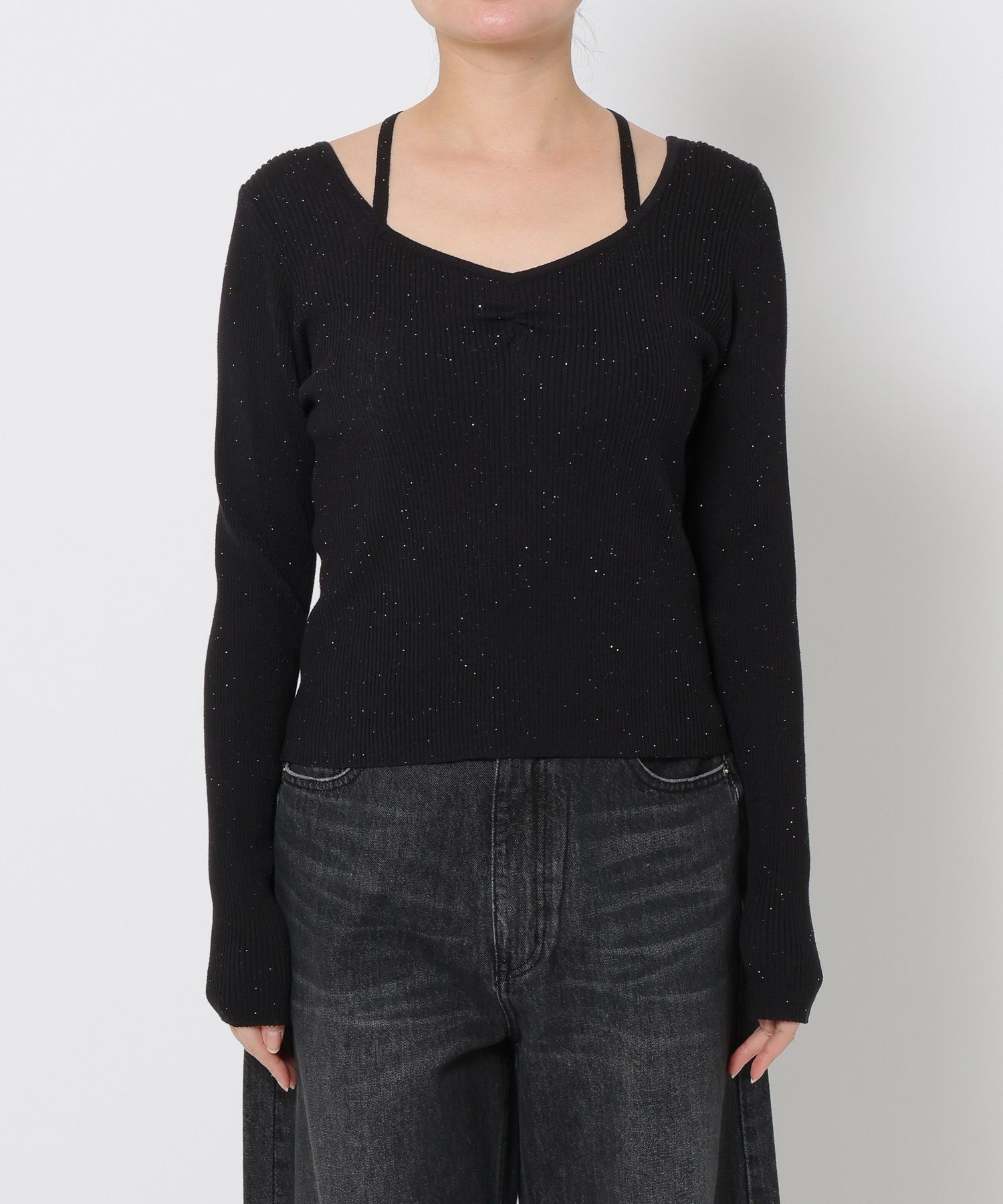 LOWRYS FARM「ギャザースパンコールニット」|ニット・セーター|