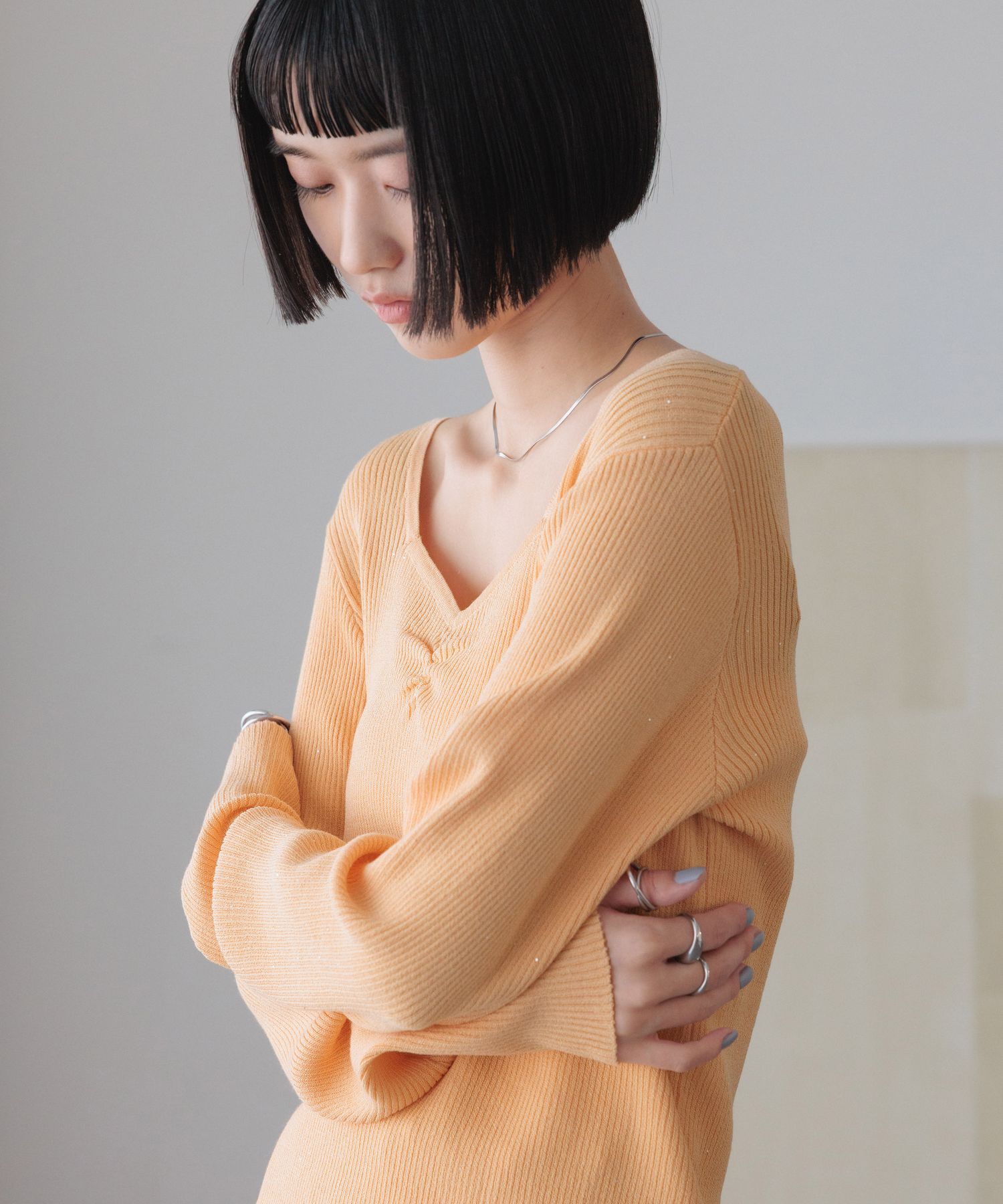 LOWRYS FARM「ギャザースパンコールニット」|ニット・セーター|ORG5