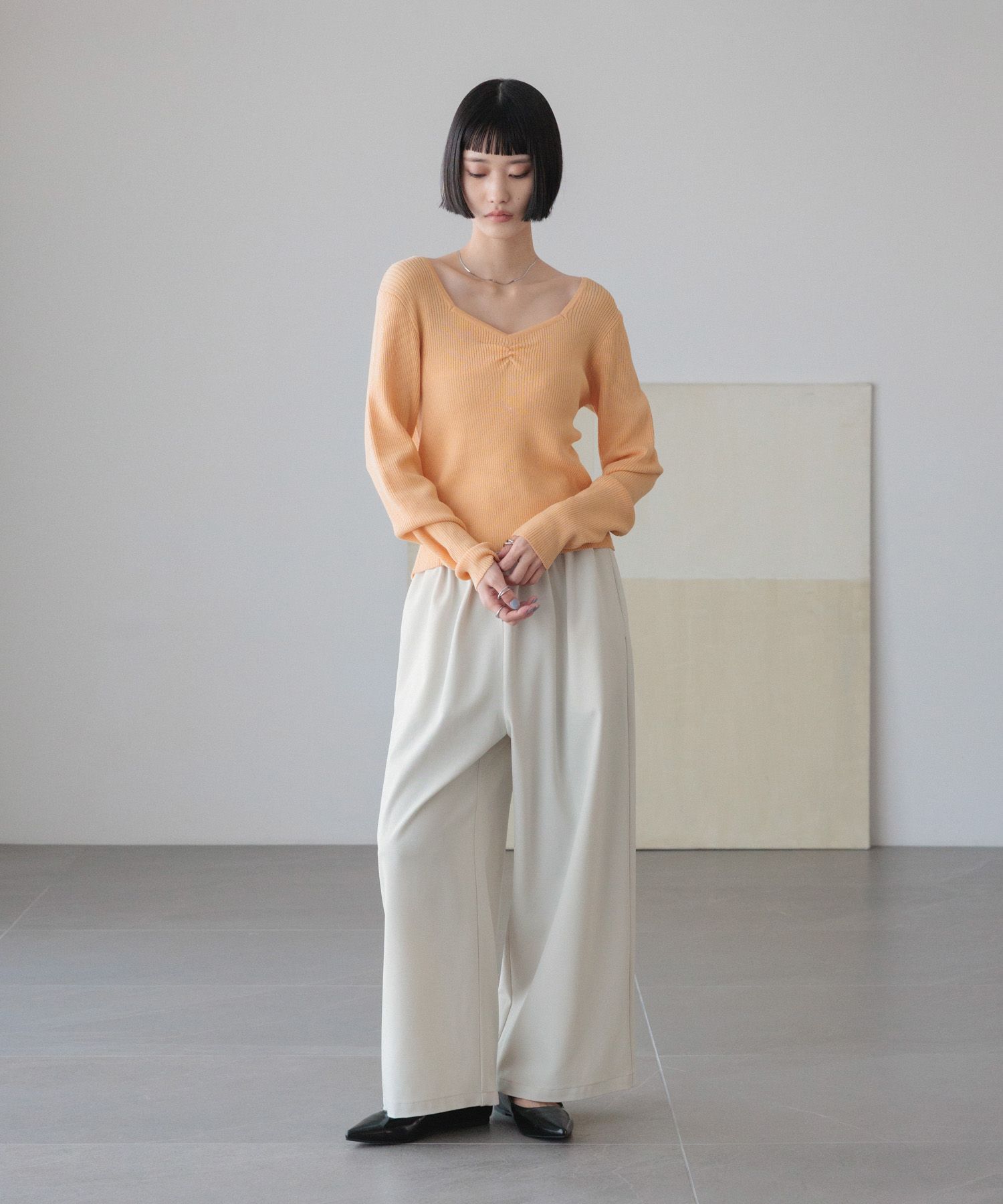 LOWRYS FARM「ギャザースパンコールニット」|ニット・セーター|