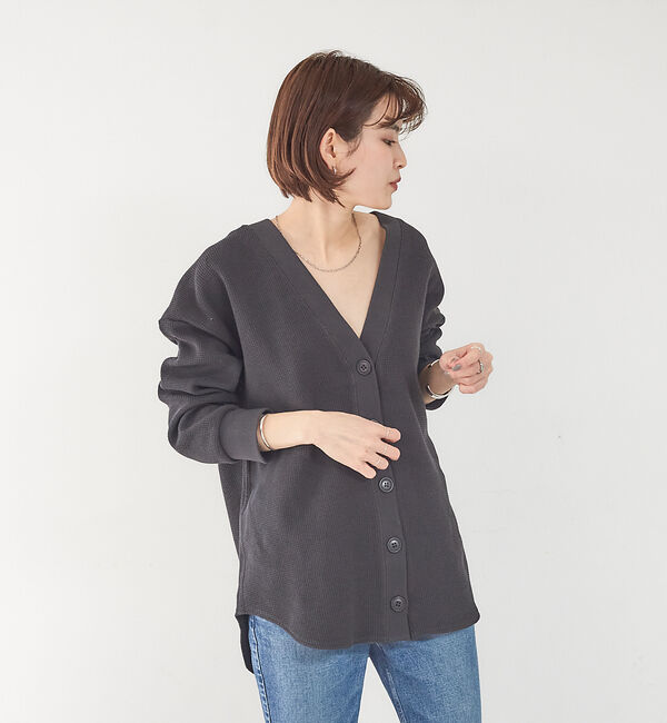 Rouge vif「【セットアップ対応】2WAYワッフルカーデ」|カーディガン|チャコールグレー