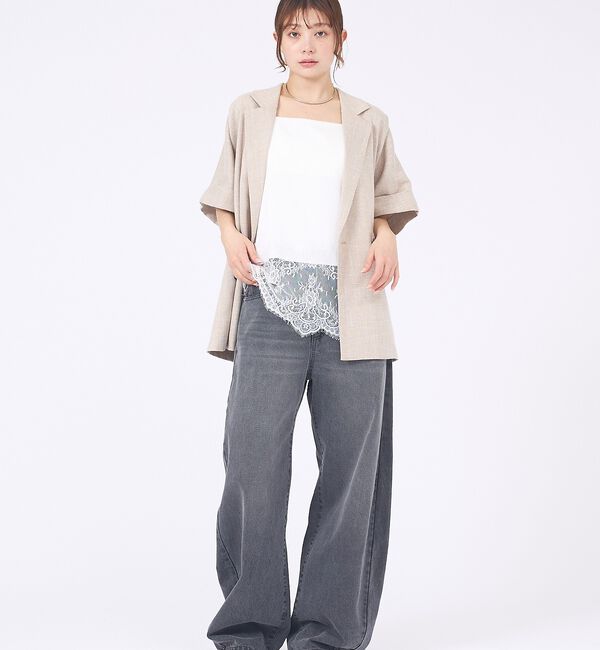 abahouse mavie「【追加生産決定！】サテン裾レースキャミソール【予約】」|キャミソール|