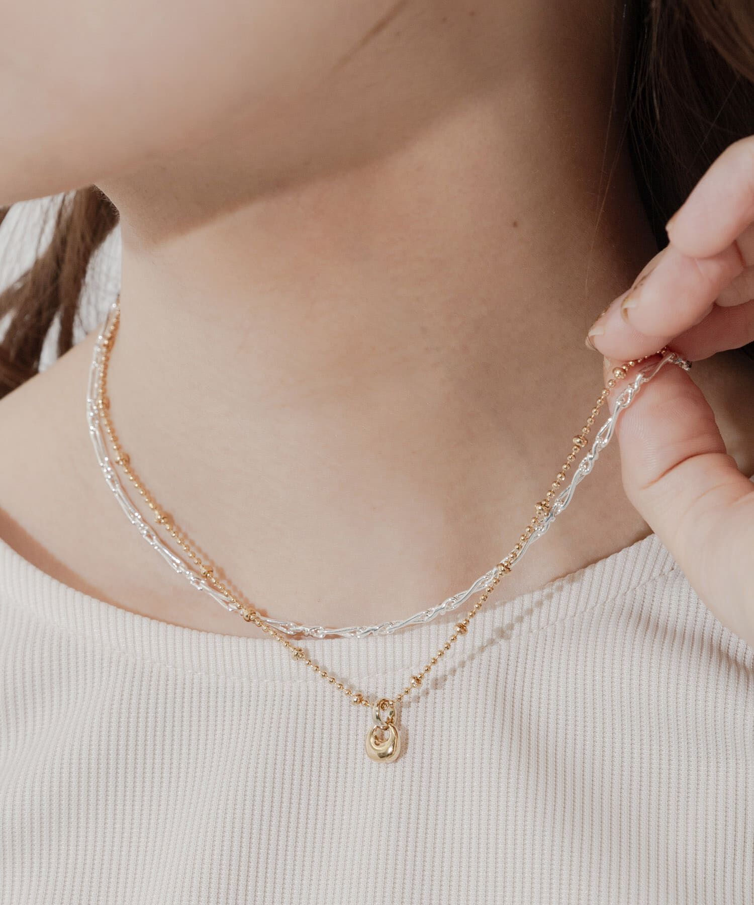 SMELLY「メタルチャームコンビメッキ2セットネックレス」|ネックレス|