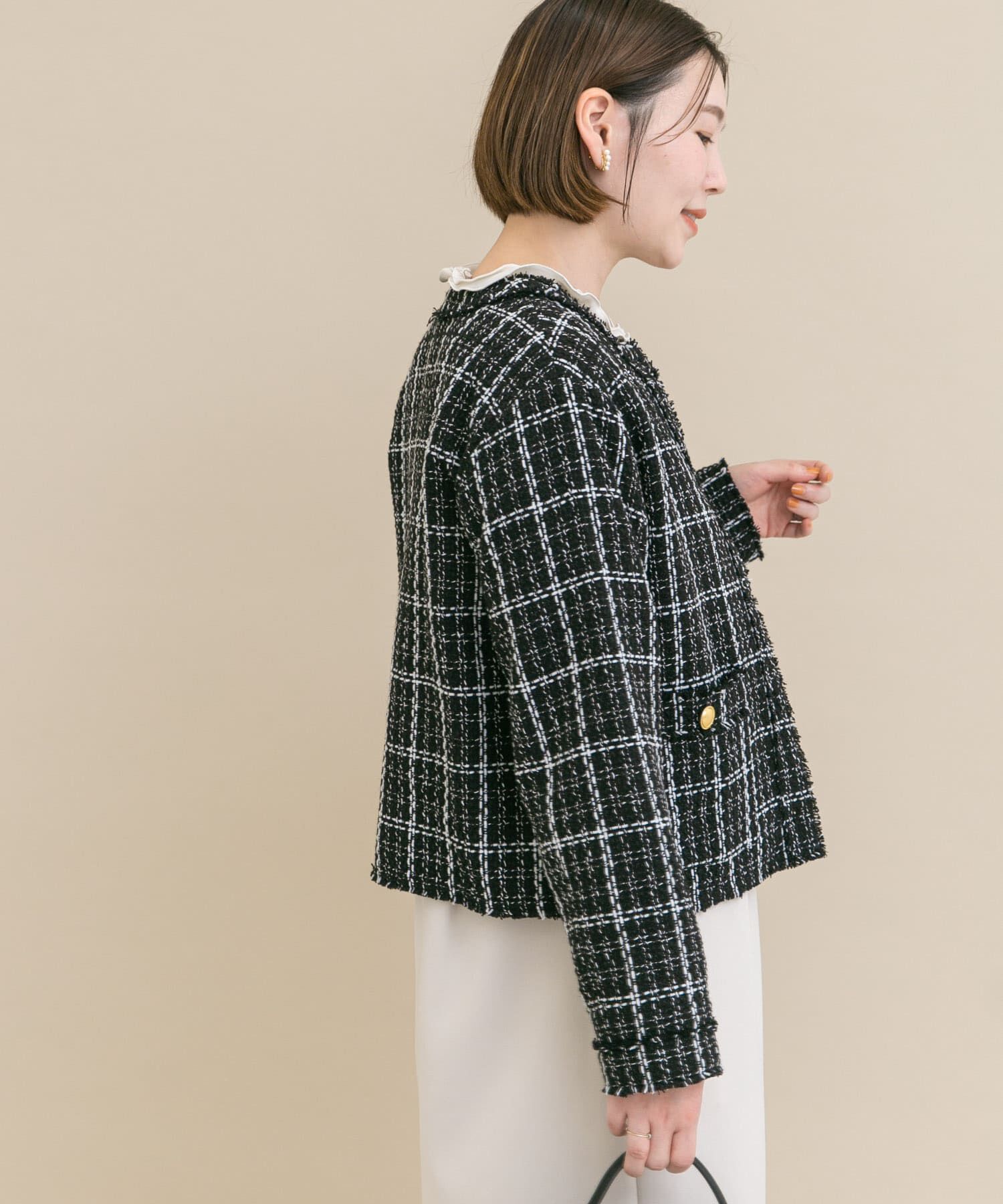 URBAN RESEARCH ROSSO「『WEB限定』ツイードノーカラージャケット」|ノーカラージャケット|