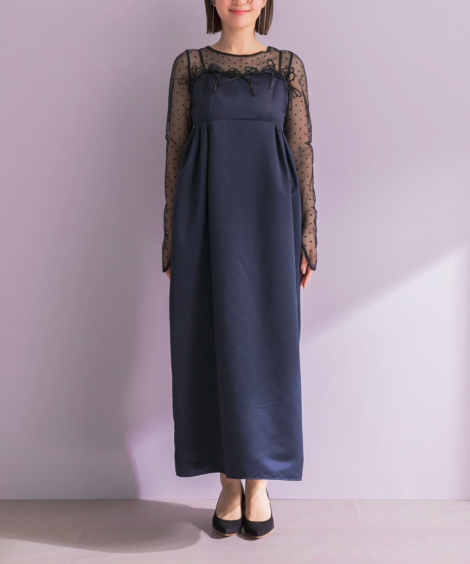 URBAN RESEARCH ROSSO「ANDRESD　RIBBONS DRESS&times;SHEER TOPS」|ワンピース|